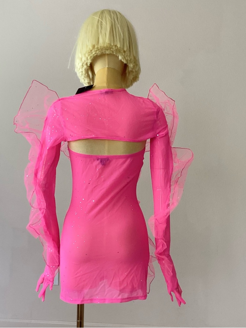 Dolls Kill Neon Hot Pink Ruffled Mini Dress - Picture 3 of 7